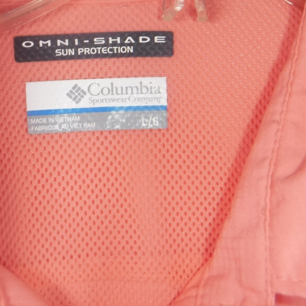 Columbia Omni-Shade Womens Large Coral Pink Long Sleeve Sun Protection Shirt L - Picture 3 of 12